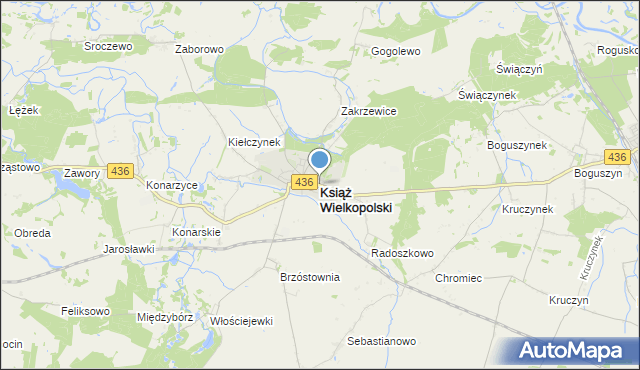 mapa Książ Wielkopolski, Książ Wielkopolski na mapie Targeo